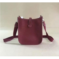 Top Grade Hermes Evelyne original togo leather mini Shoulder Bag H15698 Burgundy