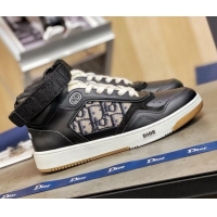 Best Luxury Dior B27 High-Top Sneakers in Black Calfskin and Oblique Jacquard 120341