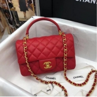 Popular Style CHANEL mini flap bag with top handle AS2431 red