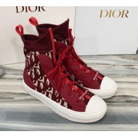 Super Quality Dior Walk'n'Dior Boot Sneakers in Red Oblique Knit 121816