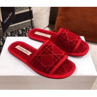 Low Price Dior Homey Slipper Sandals in Red Cannage Embroidery 011167