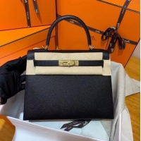Top Quality Hermes Kelly 28cm Shoulder Bags Epsom Leather KL28 Black