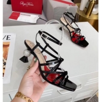 Best Price Roger Vivier Leather Vivier Marlene Strass Sandals With Boule Heel Black  052517