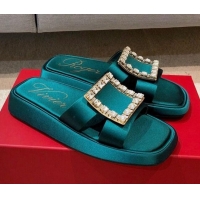 Affordable Price Roger Vivier Leather Flat Vivier Slide Sandals 032920 Green