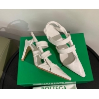 Best Luxury Bottega Veneta Lambskin Twisted Straps Point Sandals 85mm Heel 080635 White
