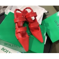 New Style Bottega Veneta Lambskin Twisted Straps Point Sandals 30mm Heel 080636 Red