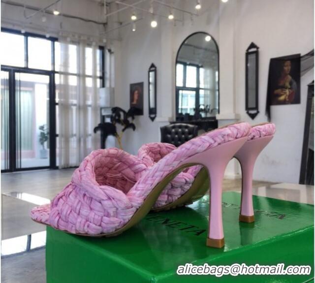 Bottega Veneta Stretch Woven Raffia High-Heel Sandals 9cm 010501 Pink