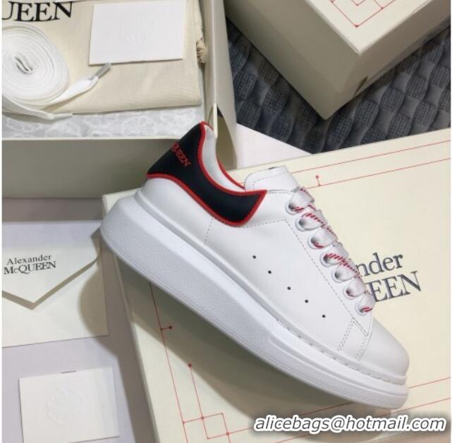 Grade Quality Alexander Mcqueen White Silky Calfskin Sneaker with Bi-color Laces Black 012723