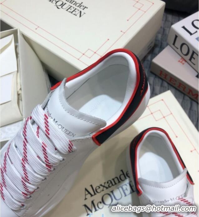 Grade Quality Alexander Mcqueen White Silky Calfskin Sneaker with Bi-color Laces Black 012723