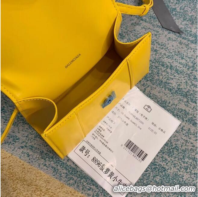 Promotional Balenciaga Hourglass XS Top Handle Bag shiny box calfskin 28331 yellow