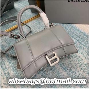 Buy Inexpensive Balenciaga Hourglass XS Top Handle Bag shiny box calfskin 28331 grey