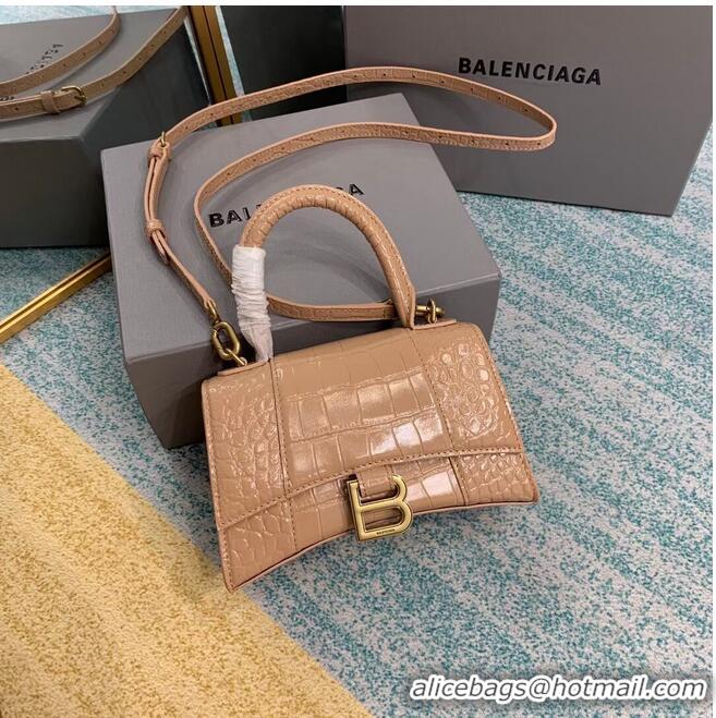 Good Quality Balenciaga Hourglass XS Top Handle Bag 28331S apricot