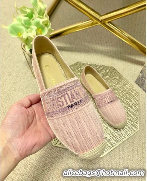 Famous Brand Dior Granville Espadrilles in Metallic Thread Embroidered Cotton CD0908 Pink 2021