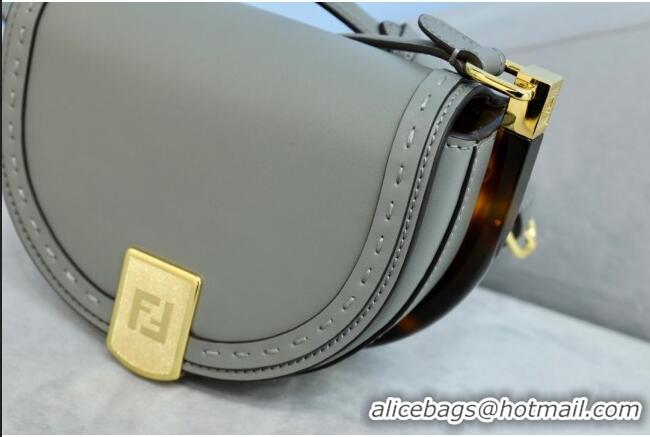 Famous Brand Fendi Moonlight Leather Round Shoulder Bag FD0320 Grey 2021
