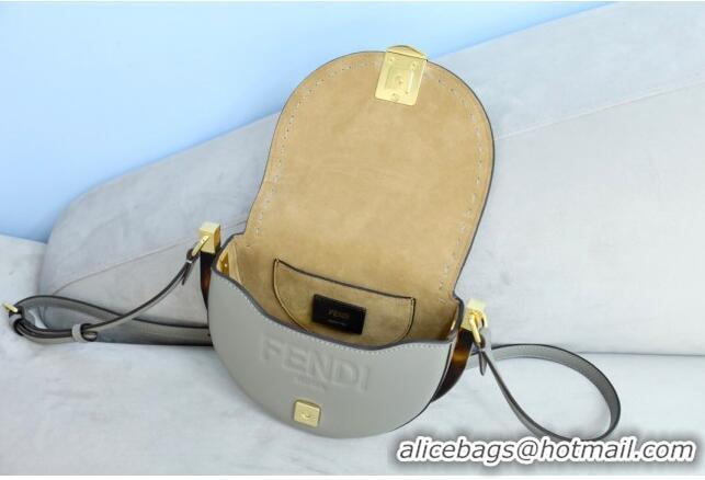 Famous Brand Fendi Moonlight Leather Round Shoulder Bag FD0320 Grey 2021