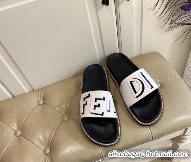 Best Design Fendi FENDI Flat Slide Sandals 0308104 White