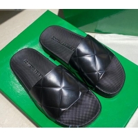 Grade Design Bottega Veneta BV Quilted Leather Flat Slide Sandals 092106 Black
