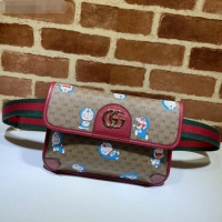 Top Grade Doraemon x Gucci Small Belt Bag 647817 Beige/Red 2021