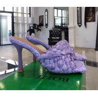 Low Cost Bottega Veneta Stretch Woven Raffia High-Heel Sandals 9cm 010501 Purple