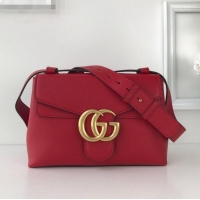 Noble Cheapest Gucci GG Marmont Leather Shoulder Bag 401173 Red 2021