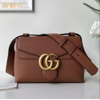 Buy Luxury Gucci GG Marmont Leather Shoulder Bag 401173 Light Brown 2021