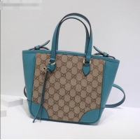 Buy Discount Gucci GG Canvas and Leather Tote Bag 449241 Blue 2021