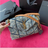 Best Price Yves Saint Laurent Loulou Puffer Small Denim Bag Y577476 Blue