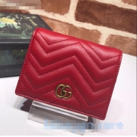 Buy Cheapest Gucci GG Marmont Leather Card Case Wallet ‎466492 Red 2020