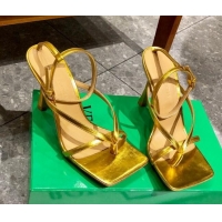 Super Quality Bottega Veneta Stretch Lambskin Strap Sandals 9cm 107106 Gold