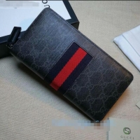 Good Product Gucci Web Leather Zip Wallet 408831 Black 2020