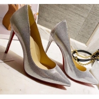Low Cost Christian Louboutin Lizard Embossed 8.5cm Pumps 030819 Silver