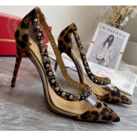 Best Price Christian Louboutin Leopard Print Studded 10cm Pumps 030837 Brown 2021