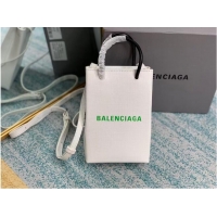 Trendy Design Balenciaga Original Leather Mini Shopper Bag B152865 white&green