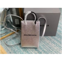 Trendy Design Balenciaga Original Leather Mini Shopper Bag B152865 Silver