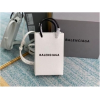Low Cost Balenciaga Original Leather Mini Shopper Bag B152865 white&black
