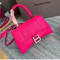 Hot Sell Balenciaga HOURGLASS XS TOP HANDLE BAG Grained calsfkin B108896 neon pink