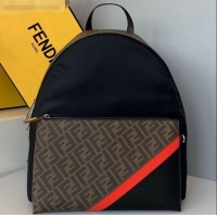 Well Crafted Fendi Men's Backpack in FF and Striped Nylon F0436 Brown/Red 2020