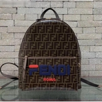 Popular Style Fendi Large FF Backpack with FENDI Charm F0438 Brown/Blue 2020
