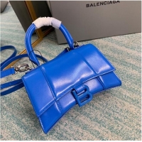 Low Price Balenciaga Hourglass XS Top Handle Bag shiny box calfskin 28331 blue