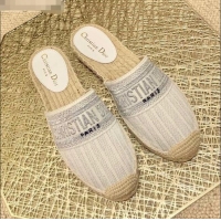 ​Promotional Dior Granville Espadrille Mules in Metallic Thread Embroidered Cotton CD0904 White 2021