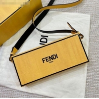 Classic Fendi Wood and Leather Horizontal Box Mini Bag FD1958 Yellow 2021