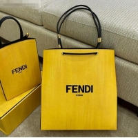 Best Price Fendi Pack Leather Medium Shopping Bag FD1962 Yellow 2021