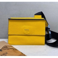 Super Quality Fendi Men's Grained Leather Messenger Mini Bag F0330 Yellow 2021