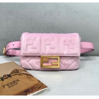 Stylish Grade Fendi Baguette Velvet Belt Bag FD0403 Light Pink 2021