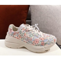 Low Price Gucci Rhyton Liberty London Floral Sneakers 031152 Pink 2021