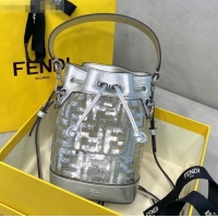 Top Design Fendi Mon Tresor Mini Bucket Bag FF Sequins FD1911 Silver 2021