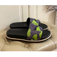 Hot Fendi Camouflage Flat Slide Sandals 308101 Green 2021