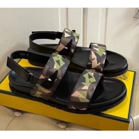 Low Price Fendi Men's Famouflage Flat Slide Sandals 040851 2021
