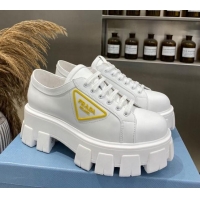 Reasonable Price Prada Calfskin Platform Sneakers 030617 White/Yellow 2021