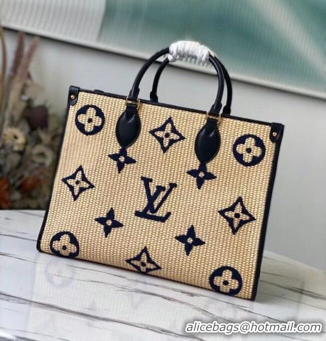 Well Crafted Louis Vuitton Onthego Monogram Raffia Giant Weave Embroidery Medium Tote Bag M57723 Black